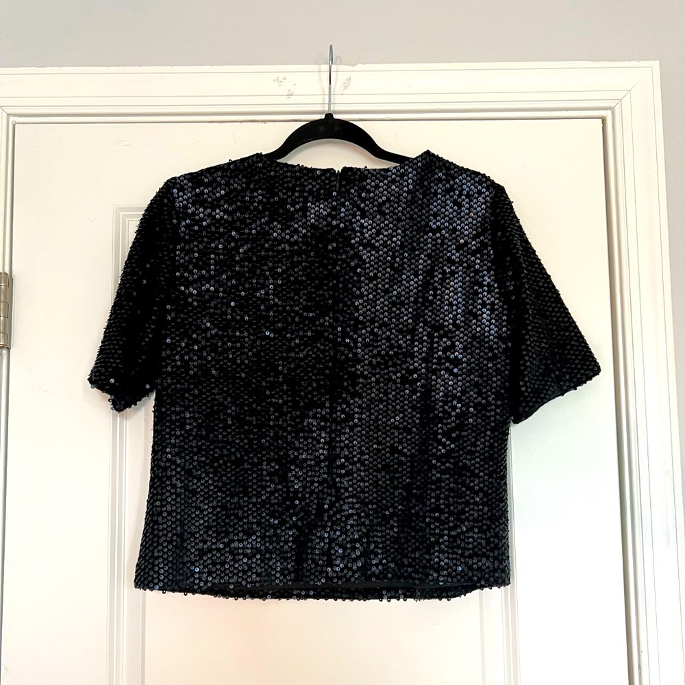 Ann Taylor Sequin Top with Zip Up Back